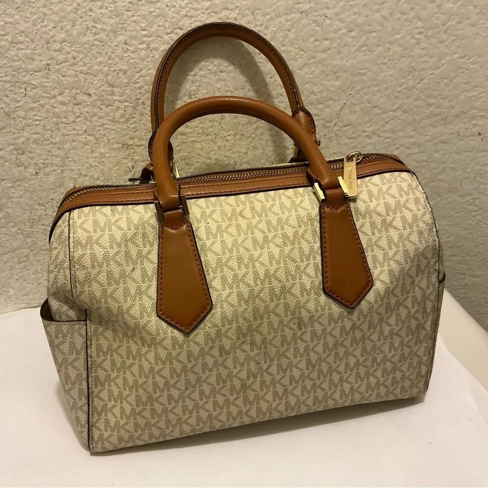 Michael Kors Tan and Brown Signature Satchel